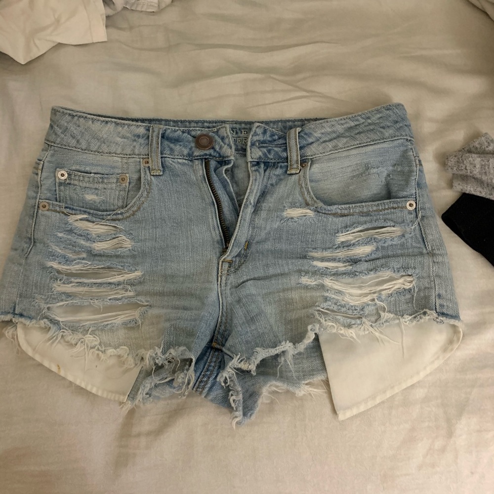 High waisted denim shorts